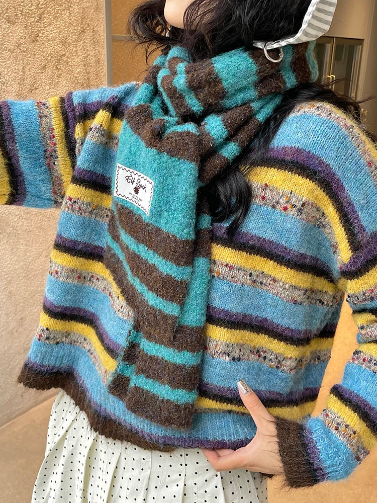 2025 Winter New Arrivals Y2K Stripe Neck Warmer Accessory For Woman