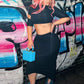 Sexy 2 Piece Set Women Y2K Irregular Hollow Shorts Sleeve Crop Tops+Shirring Side Split Skirts Chic Matching Clubwear
