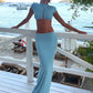 Elegant 2-Piece Set Women Single-Breasted Half Turtleneck t-Shirt+Solid Simple Long Skirt Party Chic Vacation Suit
