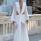 Deep V Neck Long Sleeve Sexy Maxi Dress Women Gown Fashion Hollow Out Backless Ruched Club Party Long Dress Elegant