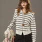 2025 Autumn New Arrivals Casual Classic Soft Navy Collar Silver Zipper Striped Knitted Cardigan For Woman