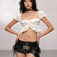 Fashion Ruffles Irregular Hem Vest Women Off-Shoulder Single-Breasted Patchwork Lace Bandage Sexy Music Festival Tops