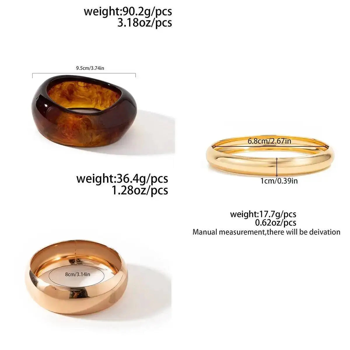 Vintage Stackable Chunky Acrylic Resin Wide Metal Bangle Bracelet Exaggerated Unique Daily Charm Bangle Jewelry Accessory