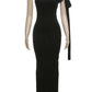 Knot Bandage Dress Woman Summer Sexy Solid Elegant One-Shoulder Sleeveless Bodyshape Simple Party Skinny Vestidos