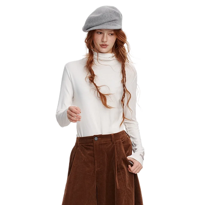 Women's Turtleneck Knit Sweater with Solid Color, Casual Slim Long Sleeve Pullover for Daily Wear, Basic Fall Winter Top