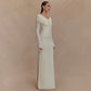 V Neck Off Shoulder Long Sleeve Maxi Dress White Elegant Dresses for Woman for Party Outfits Autumn 2025