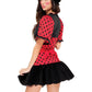 Womens Halloween Ladybug Cosplay Costume Polka Dot Puff Sleeve Tutu Mini Dress Maid Apron and Hat Carnival Fancy Dress
