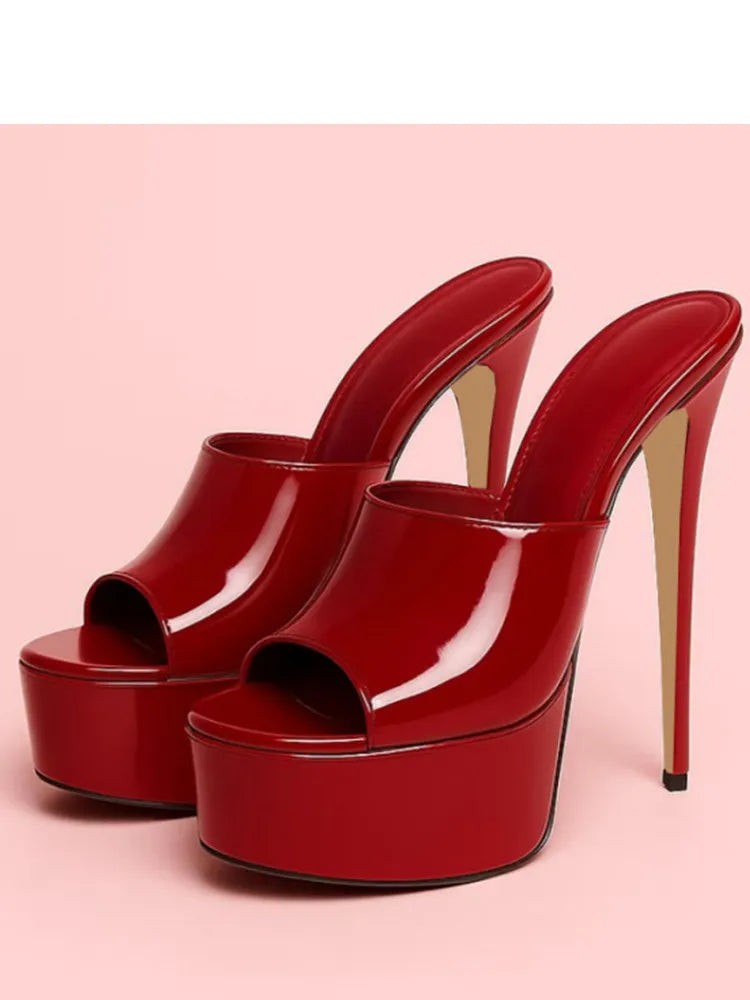 Summer New Women's Thick Bottom, Fine High Heels, Toothed Cool Slippers, Fashion Show, Party, Ultra High Heel Sandals