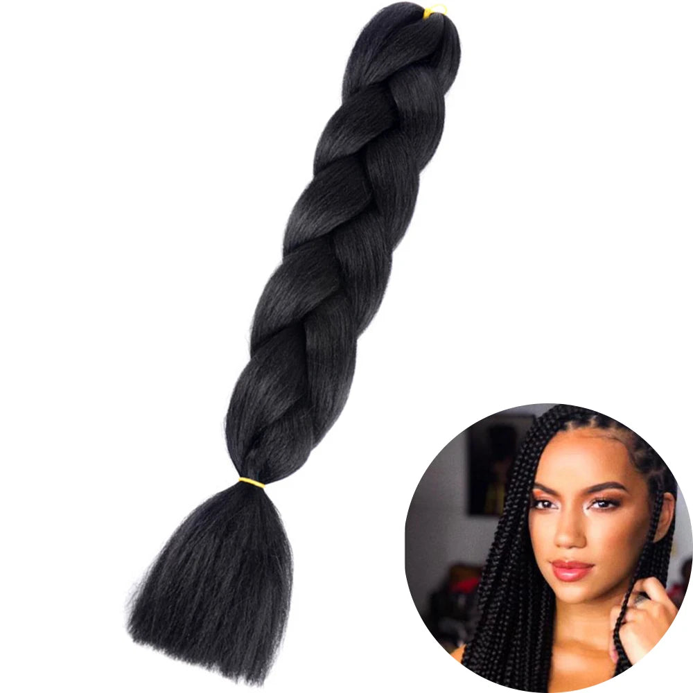 Synthetic Jumbo Braiding Hair Extension 24 Inch Heat Resistant Fiber In Bulk Ombre Jumbo Braids Hair For Black Women