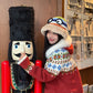 Cute Rainbow Striped Crochet Eye Plush Brim Hat For Women