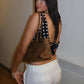 Backless Polka Dot Crop Tops Women Vest Fashion Summer New Oblique Shoulder Sleeveless Tank Tops Pullovers Female