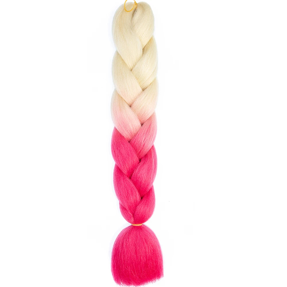 24 Inch Jumbo Box Braids Extensions Synthetic Braiding Hair DIY Hair Braids For Children Pink Purple Yellow Gray