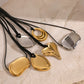 Minimalism Glossy Shine Stainless Steel Irregular Geometric Metal Wax Rope Necklace For Women Waterproof Jewelry