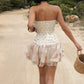 Sweet Style Patchwork Dress Women Polka Dot Floral Print Folds Tierred Skinny Summer Fashion Vacation Chic Mini Bodycon