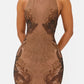Lace Halter Backless Sexy Maxi Dress Women Elegant Floral Print Sleeveless Bodycon Club Party Long Dresses Female