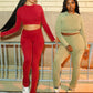 Casual Sporty 2 Piece Set Women o-Neck Long Sleeve Crop Top+Solid Skinny Pocket Straight Pants Simple Trend Tracksuit