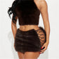 Furry Mini Skirts Women Tie Side High Street Sexy Midnight Hottie Fashion Wild Party Simple Classic Autumn Winter Bottom