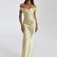 Satin Off-shoulder Backless Sexy Maxi Dress Women Gown Fashion Strapless Sleeveless High Waist Club Party Long Dresses