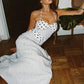 Polka Dot Halter Sexy Maxi Dress Women Gown Elegant Off-shoulder Sleeveless Backless Bodycon Club Party Long Dresses