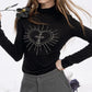 2025 Winter New Arrivals Y2K Slimming Heart Graphic High Neck Asymmetric Hem Long Sleeves Tshirt For Women