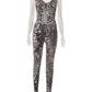 Leopard Print Jumpsuit Women Coquette Summer Trend Midnight Club Activity Sleeveless Fitness Stretch Workout Overalls