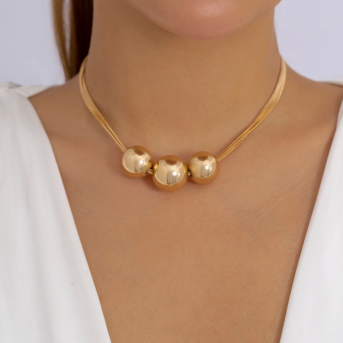 Gothic Layered Big Ball Pendant Choker Necklace Women Punk Chunky Thick Box Clavicle Chain Grunge Jewelry Steampunk Men