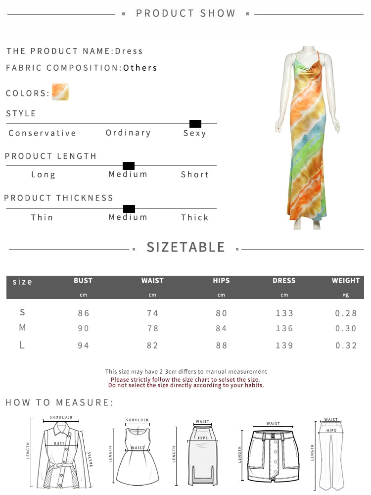Colorful Fashion Maxi Dress Women Swing Collar Metal Chain Backless Vacation Trend Beach Party Style Elegant Vestidos