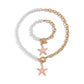 2Pcs Boho Punk Starfish OT Buckle Pendant Choker Necklace Bracelet Women Elegant Imitation Pearl Chain Y2K Jewelry Set