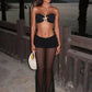 Two Piece Set See Through Lace Long Skirt Tube Top Beach Vacation Outfits Sexy Summer Clothes for Woman
