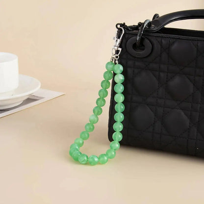 Kpop Fashion Acrylic Beaded Bag Keychain Women Men Exquisite Simple Creative Wallet Chain High Quality Jewelry Accessories