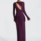 Hollow Out Long Sleeve Sexy Maxi Dress Women Gown Elegant O Neck Draped Ruched Bodycon Club Party Long Dress Fashion