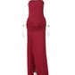 Off-shoulder Strapless Sexy Maxi Dress Women Elegant Sleeveless Backless Ruched High Split Club Party Long Dress