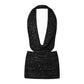 Women Sequin 2 Piece Outfit Sparkly Sexy Bodycon Sleeveless Halter Crop Top Split Mini Skirt Set Going Out Club Suit