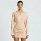 Long Sleeve Mini Shirt Dress Button Down Ruched 2026 Fall Dresses for Woman Elegant