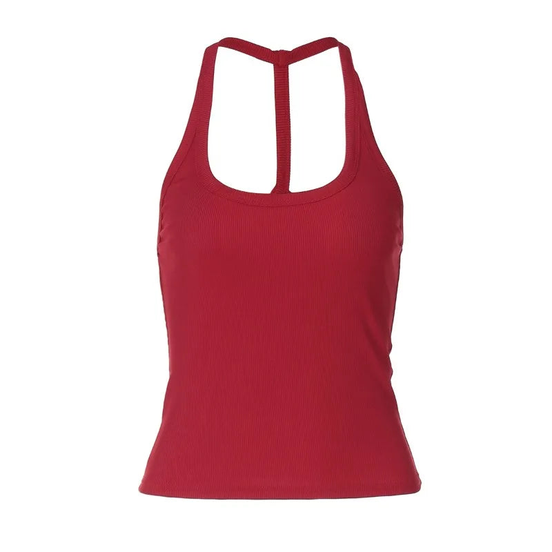 Racerback Tank Top Basic Solid Color Ribbed Tight Fitted Crop Tops for Woman Clothing Summer 2025