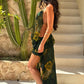 Print 2 Piece Set Backless Halter Top and Irregular High Low Skirt Co Ord Sets for Woman Beach Vacation Outfit