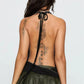 Sexy Women's Studded Trim Decor Lace-up Halter Tank Tops Summer Fashionable Slim Fit Draped Cowl Neck Y2k Backless Vest