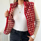 Womens Sherpa Fleece Vest Checkered Sleeveless Zip Up Warm Cardigan Polar Fleece Vest Jacket with Chest Pocket