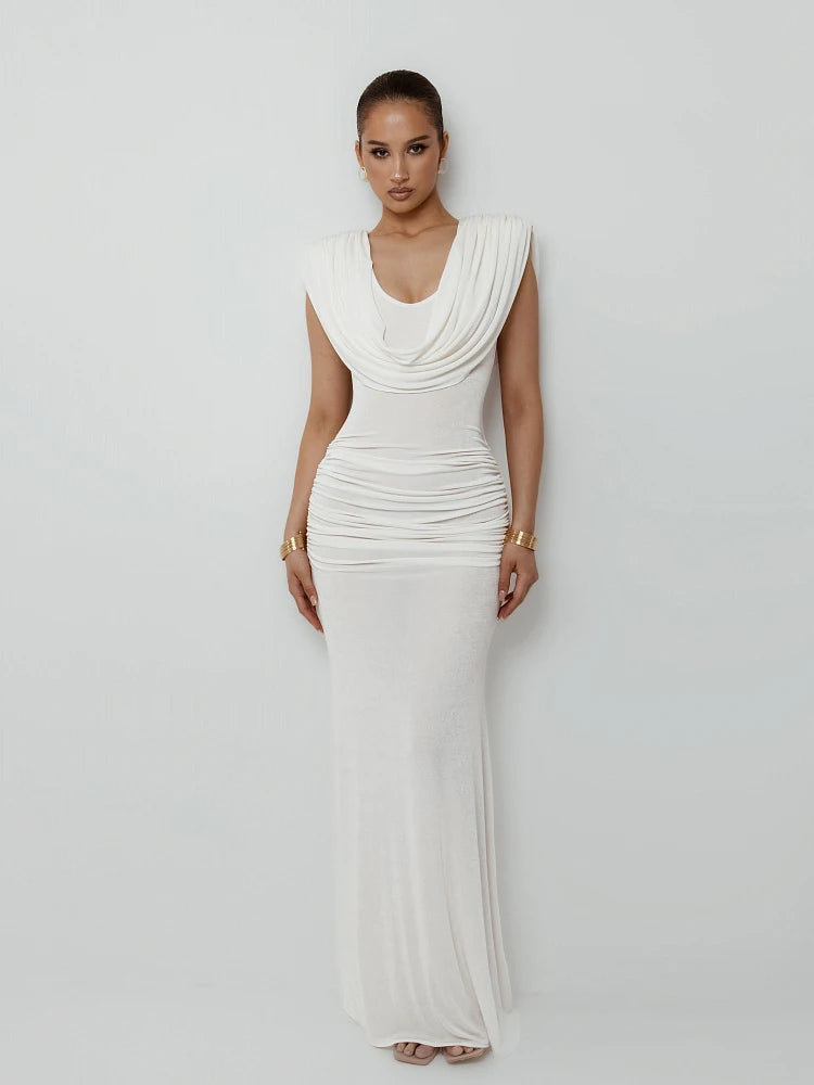 Elegant Velvet Dress Women Peach Buttocks Swinging Collar Ruched Classic Sexy Solid Skinny Evening Cocktail Bodycon