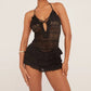 Women Lace Halter Neck Bodysuit Romper Slim Open Back Tie-up Sleeveless Layered Ruffle Shorts Jumpsuit Party Clubwear