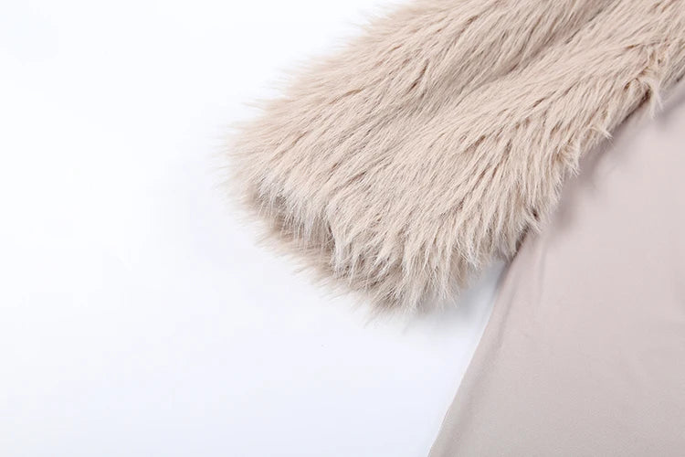 Peach Buttocks Sexy Fashion Jumpsuits Woman Winter Style Furry Patchwork Slash Neck Full Sleeve Skinny Street Overalls