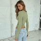 Solid Color Basic Casual Autumn Tops 2025 Fashion Clothes for Woman V Neck Long Sleeve T Shirts
