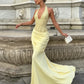 Patchwork Dress Women Fake Diamond Decoration Halter v-Neck Backless Folds Elegant Dinner Party Vacation Vestidos