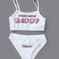 Two piece set Fashion COME HERE DADDY Letter Print Tank Top Sexy Sleeveless Summer Harajuku Kawaii Cropped Feminino Bikini 2023