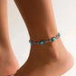 Boho Vintage Blue Seed Bead Chain Anklet for Women Ethnic Sandals Natural Stone Leg Bracelets Summer Beach Bikini Accessories
