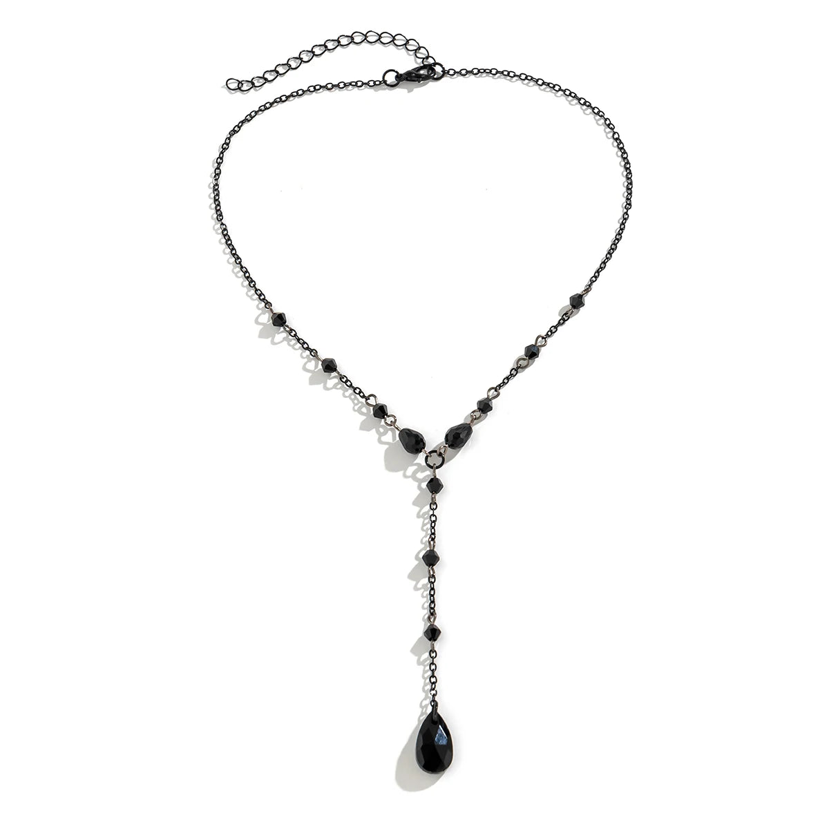 Goth Black Water Drop Crystal Chest Chain Necklace for Women Collares Vintage Sexy Link Choker Y2K Halloween Jewelry Accessories