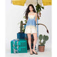 Women's White Elastic Waist Drawstring Ruffle Hem Wide Leg Shorts, Loose Chiffon Bubble Culotte Pants for Daily