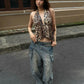 Leopard Sequins Women Vest Y2K Backless Halter V-Neck Lace-Up Sleeveless Street Skinny Wild Summer Trend Tank Tops