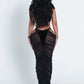Coquette 2-Piece Set Women Velvet Cross Tank Tops+Patchwork Hollow High-Waist Skirts Matching Sexy Clubwear Outfits