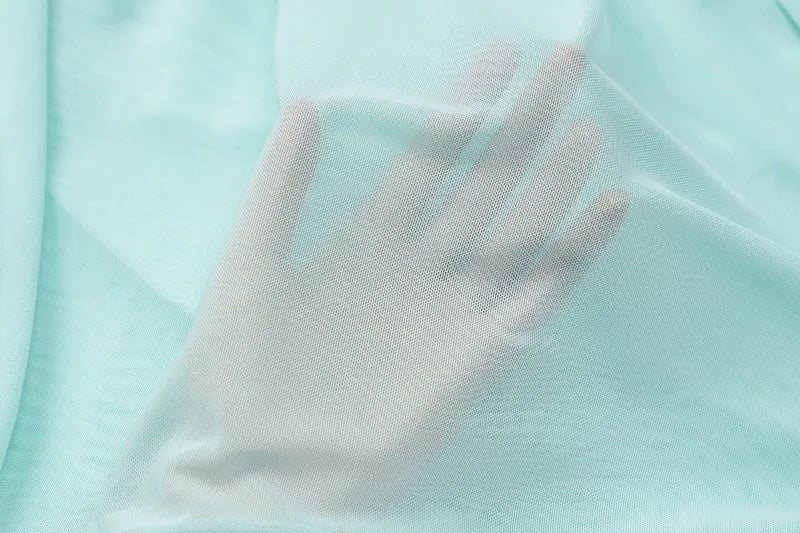 Mint Green Mesh Flowy Maxi Dress Woman Elegant Sexy Bow Deep V Neck Backless Long Dresses